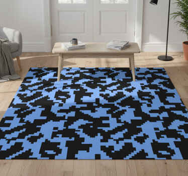Light blue and black abstract entrance hall vinyl rug - TenStickers