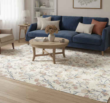Vinyl teppich wohnzimmer mit vintage blumenmuster - TenStickers