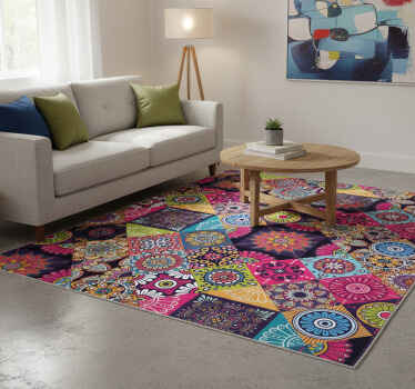 Vinyl teppich wohnzimmer dunkle mandala fliesen - TenStickers