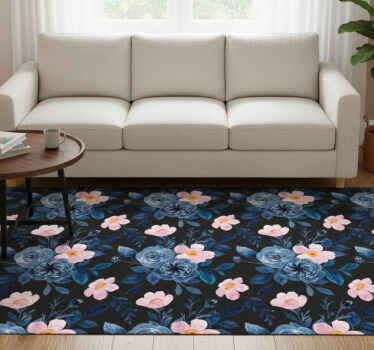 Vinyl teppich wohnzimmer mit blauem und pinkem muster - TenStickers