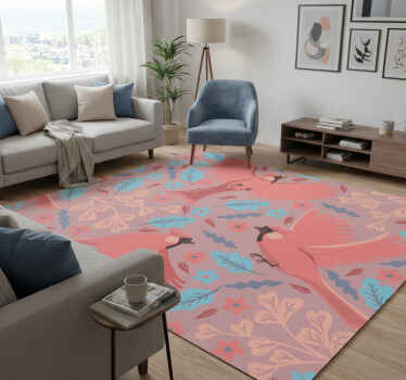 Vinyl teppich wohnzimmer mit blush hintergrund und vögeln - TenStickers
