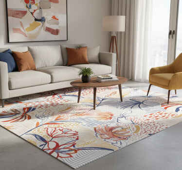 Vinyl teppich wohnzimmer mit ornamentalem blumenmuster - TenStickers