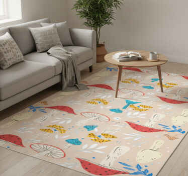 Vinyl teppich wohnzimmer klassische pilze beige hintergrund - TenStickers