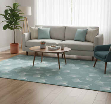 Vinyl teppich wohnzimmer mit hellblauem ginkgo-blatt-muster - TenStickers