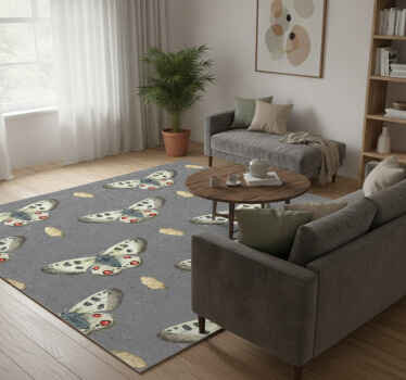 Grey vinyl rug with simple butterfly pattern - TenStickers