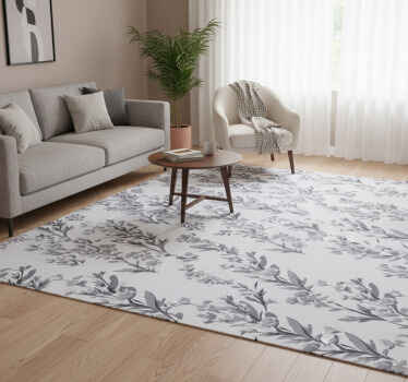 Grey vinyl rug with floral pattern - TenStickers