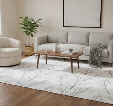 Thin branches grey vinyl rug - TenStickers