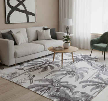 Grey vinyl rug with palm trees - TenStickers