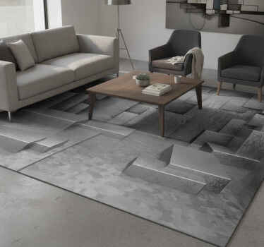 Grey vinyl rug geometric abstract blocks - TenStickers