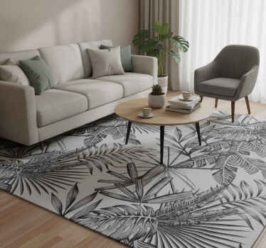 Grey vinyl rug with concrete planters - TenStickers