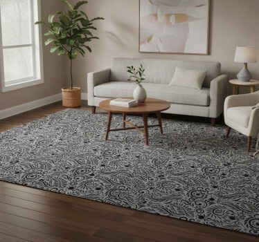 Grey vinyl rug with decorative swirl patterns - TenStickers