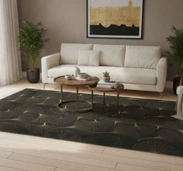 Vinyl teppich flur ginkgo blätter anthrazit gold - TenStickers
