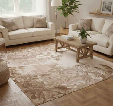 Alfombra vinilica beige vistas de una selva tropical - TenVinilo
