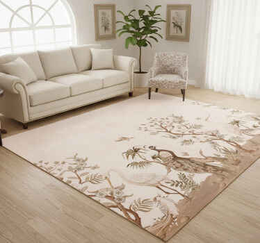 Alfombra vinílica beige fauna vintage - TenVinilo