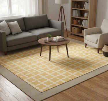 Yellow vinyl rug with arabesque design - TenStickers
