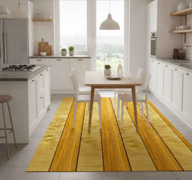Yellow vinyl rug with textured wood look - TenStickers