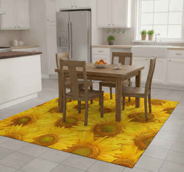 Yellow vinyl rug with sunflowers design - TenStickers