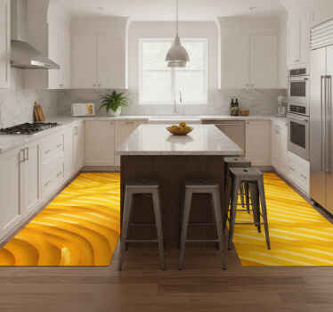Yellow vinyl rug with three-dimensional waves - TenStickers