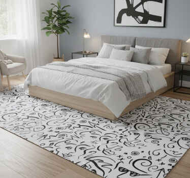Tapis vinyle blanc art graffiti noir et blanc - TenStickers