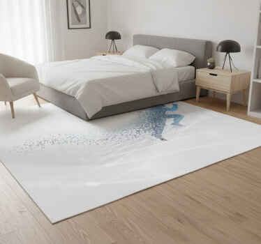 Tapis vinyle blanc motif abstrait dynamique - TenStickers