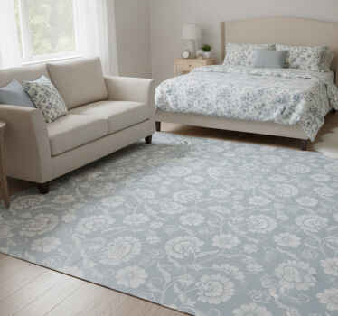 Tapis vinyle blanc imprimé floral style vintage - TenStickers