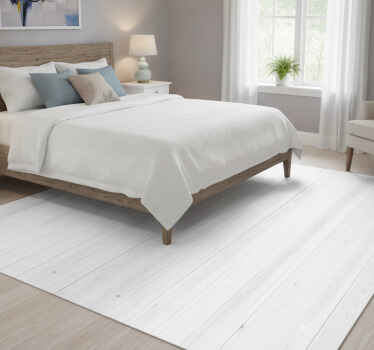 Tapis vinyle blanc motif bois hamptons - TenStickers