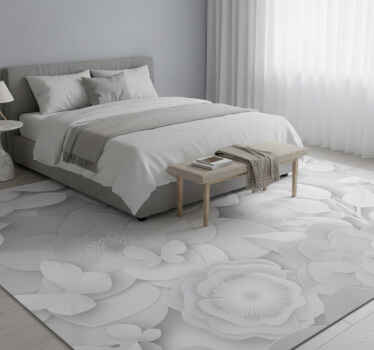 Tapis vinyle blanc fleurs 3d - TenStickers