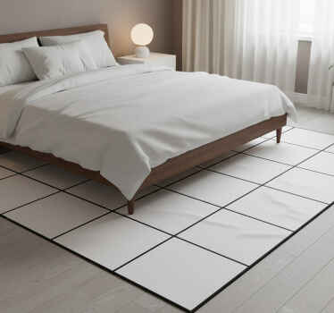 Tapis vinyle blanc lignes fines noires et blanches - TenStickers