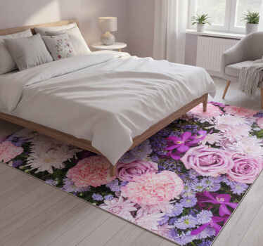 Vinyl teppich lila mit blumenmotiv - TenStickers