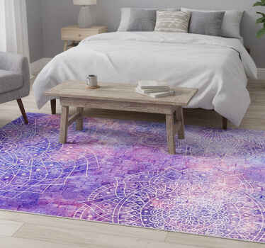 Vinyl teppich lila ziegelmauer mit mandala-muster - TenStickers