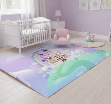 Vinyl teppich lila prinzessinnen schloss wandbild - TenStickers