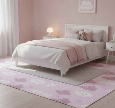 Vinyl teppich lila mit rosa hintergrund und weiß glücklich - TenStickers