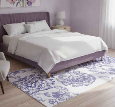 Vinyl teppich lila mit sanftem lila blumenmuster - TenStickers