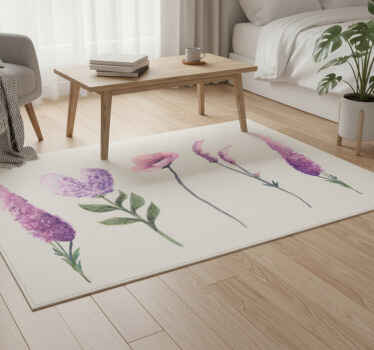 Vinyl teppich lila mit nelkenblüten-motiv - TenStickers