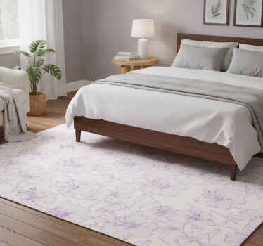 Vinyl teppich lila mit blühenden lilien design - TenStickers