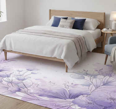 Vinyl teppich lila mit lila und blauen blumen - TenStickers