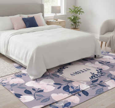 Vinyl teppich lila mit pastellfarbenen blumen - TenStickers