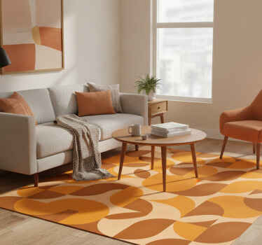 Orange vinyl tæppe med retro orange figurer - TenStickers