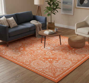 Orange vinyl tæppe paisley flise - TenStickers