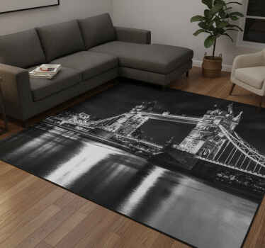 Alfombra vinílica negra puente de londres noche - TenVinilo