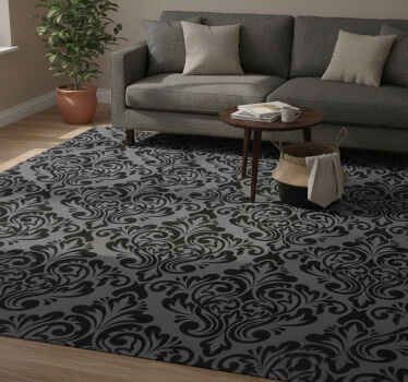 Vinyl teppich schwarz im vintage damast design - TenStickers