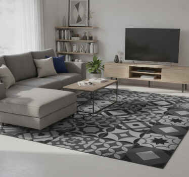 Vinyl teppich schwarz fliesenlook - TenStickers