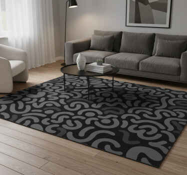 Vinyl teppich schwarz mit abstrakten schwarzen linien - TenStickers