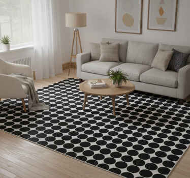Alfombra vinílica negra con patrón de puntos negros - TenVinilo