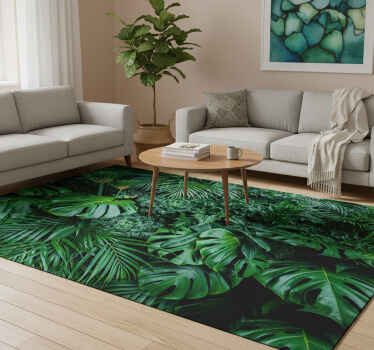 Vinyl teppich grün im sonnigen dschungel-design - TenStickers