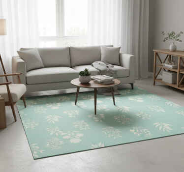 Vinyl teppich grün mit kleinem blumenmuster - TenStickers