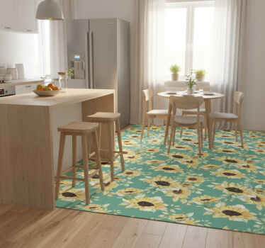 Vinyl teppich grün mit floralem frühlingsdesign - TenStickers