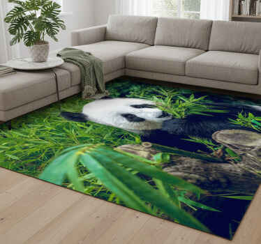 Vinyl teppich grün mit süßem panda design - TenStickers