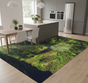 Green vinyl rug inspired by mossy forest rocks - TenStickers