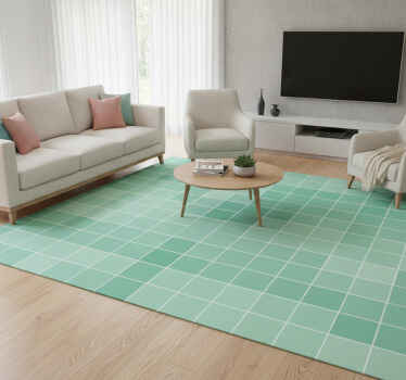 Green vinyl rug abstract square ceramic tile - TenStickers
